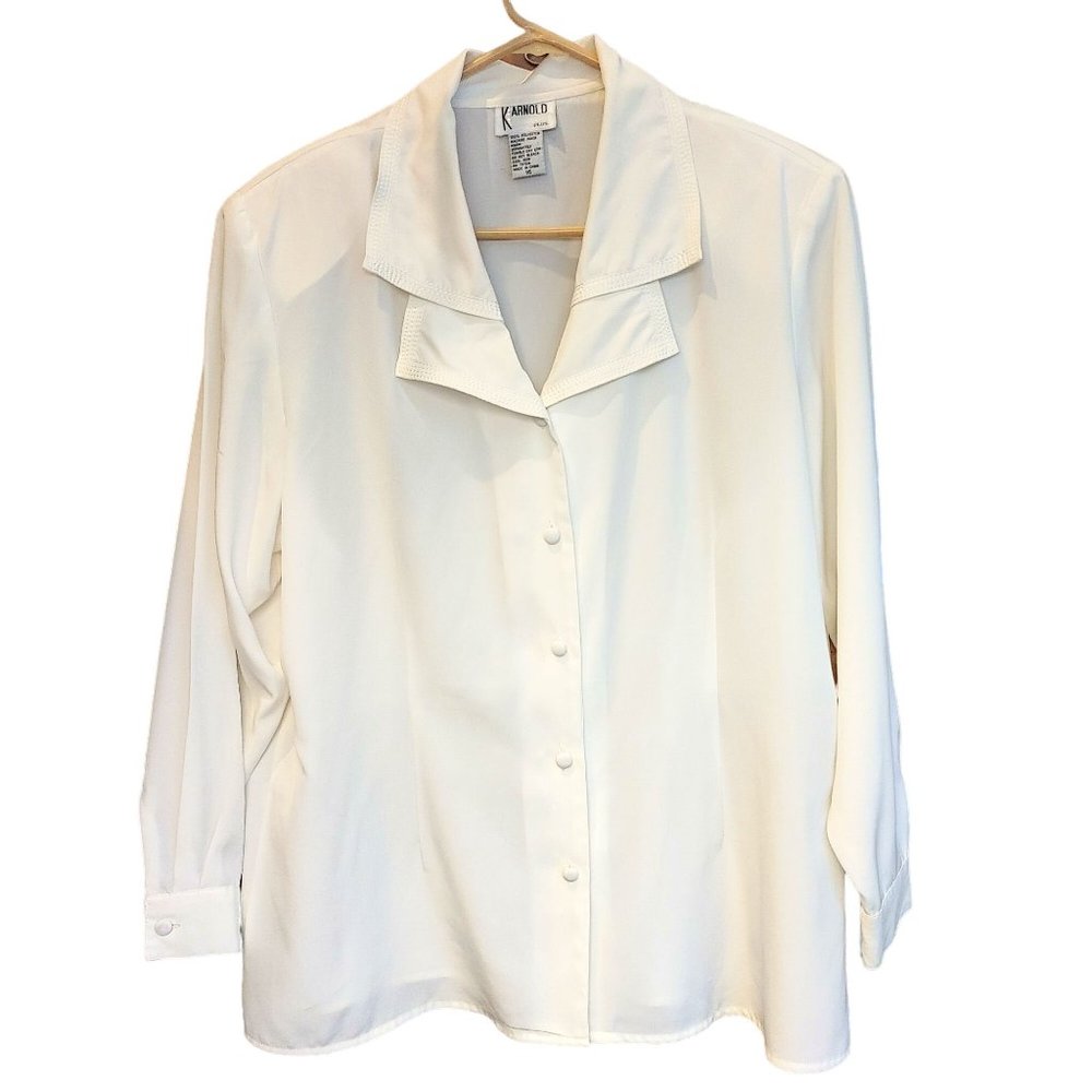 K Arnold Women's White Plus Size Long Sleeve Top 16